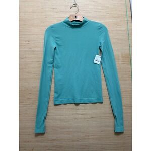 Free People Intimately Seamless Mock Neck Top Teal Green Thumbhole XS/S FT656
